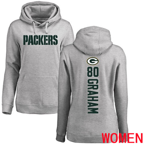 Green Bay Packers Ash Women 80 Graham Jimmy Backer Nike NFL Pullover Hoodie Sweatshirts
